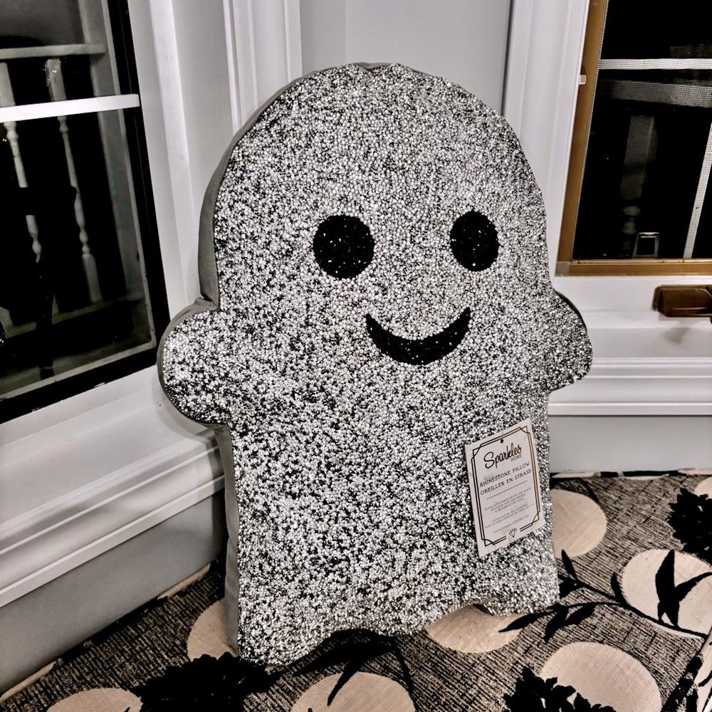 NWT Rhinestone Sparkle Ghost Pillow by Sparkles Home